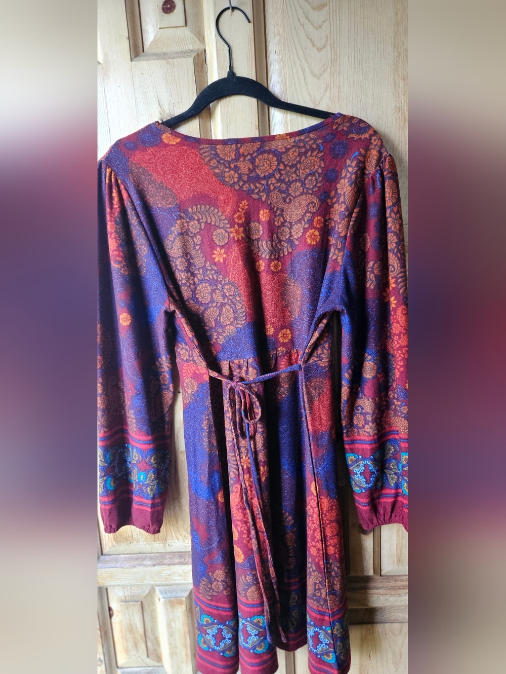 The Pyramid Collection Red Embroidered Tunic with Orange and Blue Accents